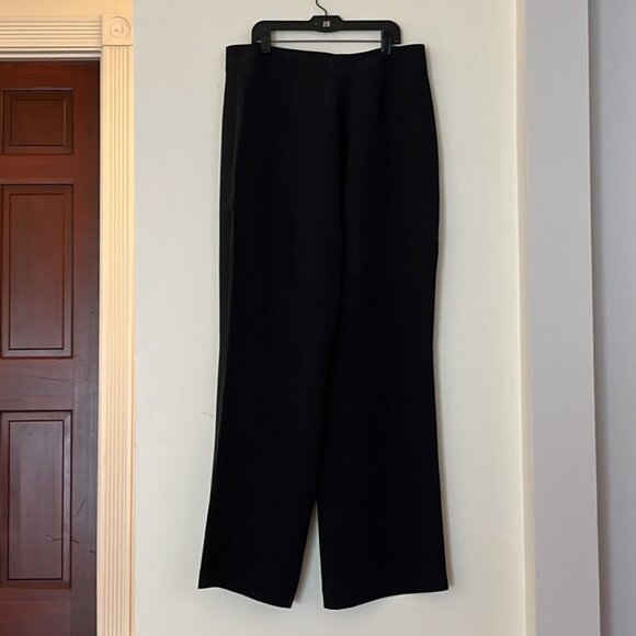 🖤 Vintage Louben Women’s Black 100% Silk Wide-Leg High-Waisted Trousers - Picture 2 of 9